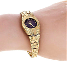 Load image into Gallery viewer, Womens Watch 14k Yellow Gold Nugget Link Bracelet Geneve Wrist Watch with Diamond 7-7.5&quot; 29.1 grams - Jewelry Store by Erik Rayo
