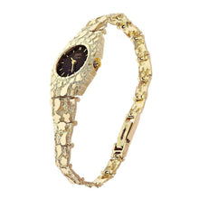 Load image into Gallery viewer, Womens Watch 14k Yellow Gold Nugget Link Bracelet Geneve Wrist Watch with Diamond 7-7.5&quot; 29.1 grams - Jewelry Store by Erik Rayo
