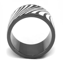 Load image into Gallery viewer, Womens Zebra Print Ring Anillo Para Mujer Stainless Steel Ring with Epoxy in White Yvette - Jewelry Store by Erik Rayo
