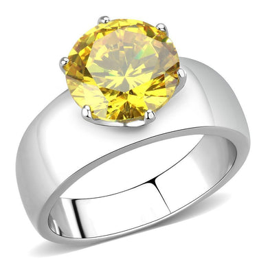 Yellow Silver Womens Ring Solitaire 316L Stainless Steel Zircoin Anillo Amarillo y Plata Para Mujer Solitario Acero Inoxidable - ErikRayo.com
