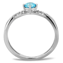 Load image into Gallery viewer, Silver Rings for Women 316L Stainless Steel DA116 - AAA Grade Cubic Zirconia in Sea Blue
