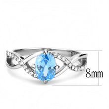 Load image into Gallery viewer, Rings for Women Silver 316L Stainless Steel DA117 - AAA Grade Cubic Zirconia in Sea Blue
