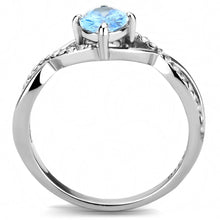 Load image into Gallery viewer, Rings for Women Silver 316L Stainless Steel DA117 - AAA Grade Cubic Zirconia in Sea Blue
