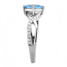 Load image into Gallery viewer, Silver Rings for Women 316L Stainless Steel DA117 - AAA Grade Cubic Zirconia in Sea Blue

