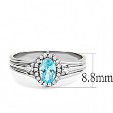 Load image into Gallery viewer, Silver Rings for Women 316L Stainless Steel DA166 - AAA Grade Cubic Zirconia in Sea Blue
