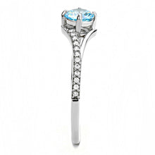 Load image into Gallery viewer, Silver Rings for Women 316L Stainless Steel DA167 - AAA Grade Cubic Zirconia in Sea Blue
