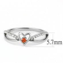 Load image into Gallery viewer, Silver Rings for Women 316L Stainless Steel DA235 - AAA Grade Cubic Zirconia in Orange
