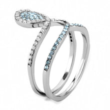 Load image into Gallery viewer, Silver Rings for Women 316L Stainless Steel DA268 - AAA Grade Cubic Zirconia in Sea Blue
