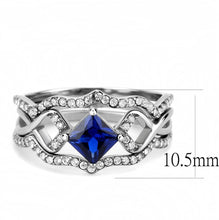 Load image into Gallery viewer, Rings for Women Silver 316L Stainless Steel DA272 - Spinel in London Blue
