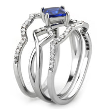 Load image into Gallery viewer, Rings for Women Silver 316L Stainless Steel DA272 - Spinel in London Blue
