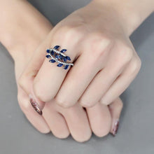 Load image into Gallery viewer, Silver Rings for Women 316L Stainless Steel DA274 - Spinel in London Blue
