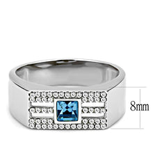 Load image into Gallery viewer, Silver Rings for Women 316L Stainless Steel DA283 - Top Grade Crystal in Sea Blue
