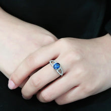 Load image into Gallery viewer, Rings for Women Silver 316L Stainless Steel DA306 - Spinel in London Blue
