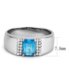 Load image into Gallery viewer, Rings for Women Silver 316L Stainless Steel DA344 - Glass in Sea Blue
