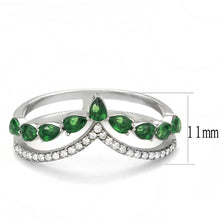 Load image into Gallery viewer, Rings for Women Silver 316L Stainless Steel DA347 - Glass in Emerald
