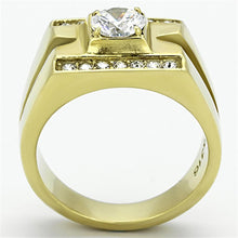 Load image into Gallery viewer, Gold Rings for Men Stainless Steel TK777 with AAA Grade Cubic Zirconia in Clear
