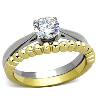 Anillo de Compromiso Boda y Matrimonio con Diamante Zirconia Para Mujeres Dos Tonos TK1093 - Jewelry Store by Erik Rayo