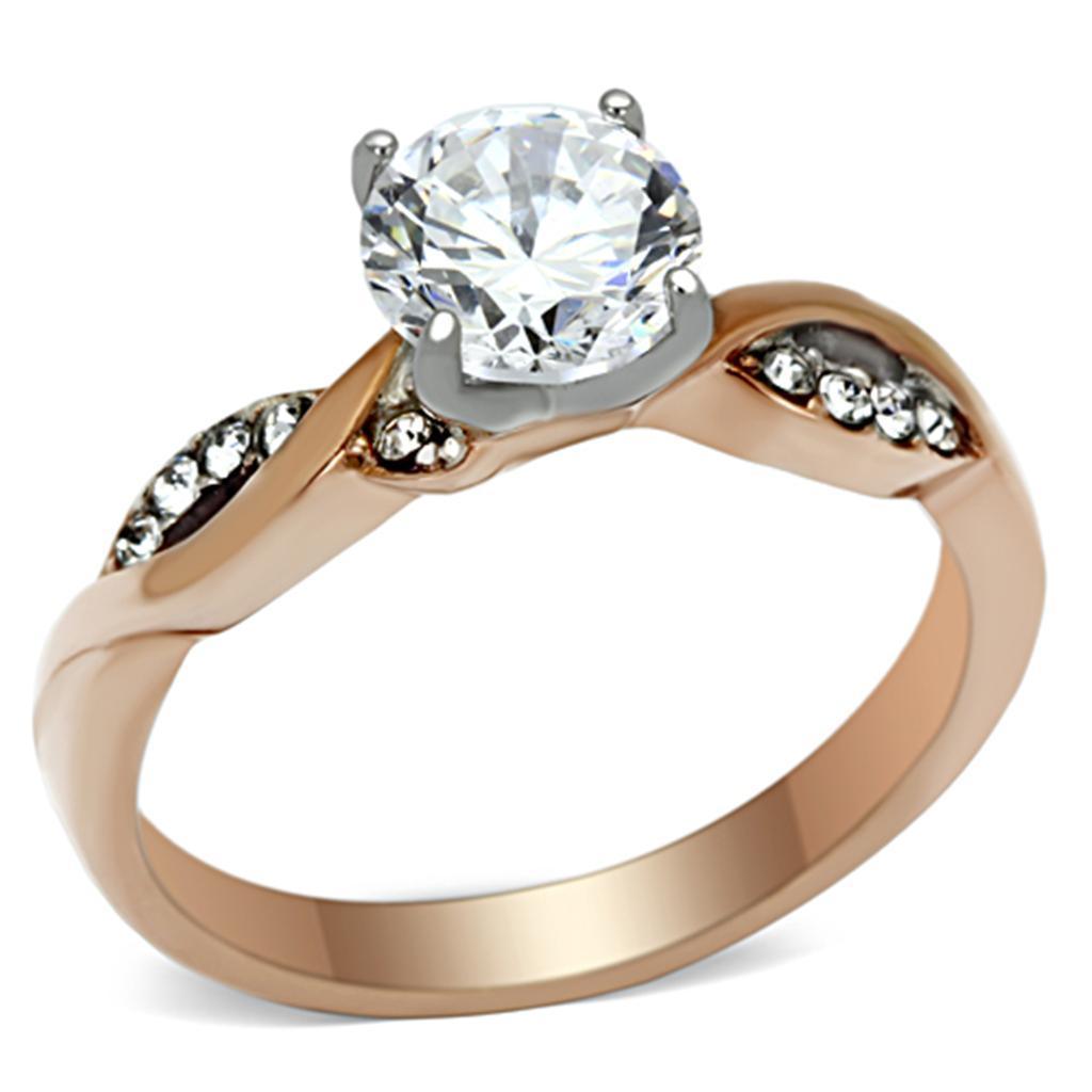 Anillo de Compromiso Boda y Matrimonio con Diamante Zirconia Para Mujeres Dos Tonos TK1163 - Jewelry Store by Erik Rayo