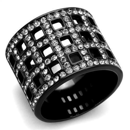 Anillos Para Mujer Color Negro de 316L Acero Inoxidable con Piedra Crystal Diamante Negro Abilene - ErikRayo.com