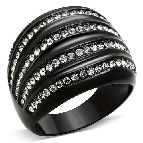 Anillos Para Mujer Color Negro de 316L Acero Inoxidable con Piedra Crystal Diamante Negro Siena - ErikRayo.com