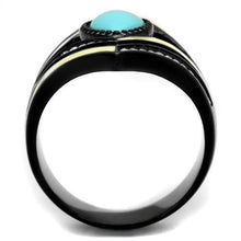 Load image into Gallery viewer, Anillos Para Mujer Color Negro de 316L Acero Inoxidable with Synthetic Turquoise Color Azul Mar Dina - ErikRayo.com
