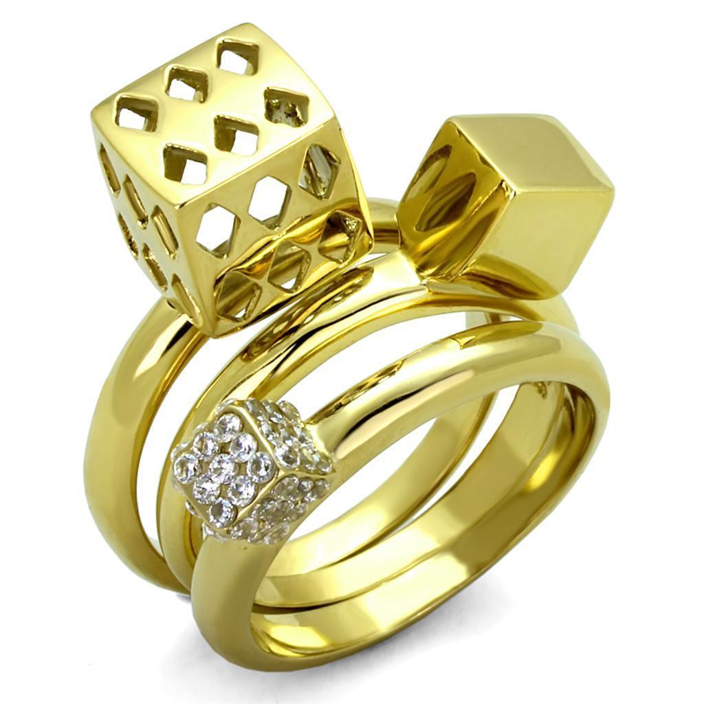 Anillos Para Mujer Color Oro de 316L Acero Inoxidable con Diamante Zirconia Cubica Adalia - ErikRayo.com