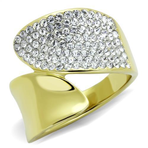 Anillos Para Mujer Color Oro Dos Tonos de 316L Acero Inoxidable con Diamante Zirconia Cubica TK1912 - ErikRayo.com