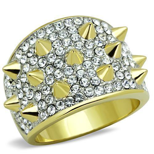 Anillos Para Mujer Dos Tonos de 316L Acero Inoxidable con Diamante Zirconia Cubica TK1697 - ErikRayo.com