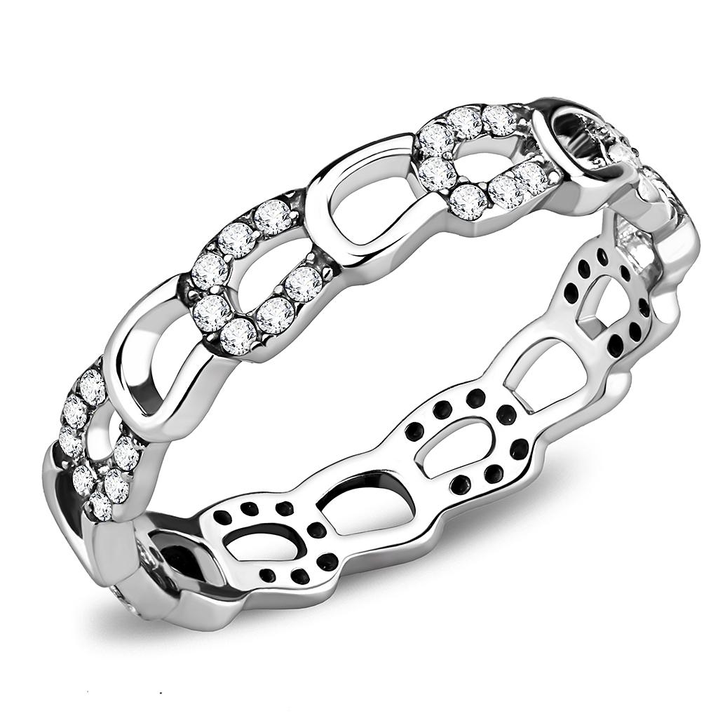Rings for Women Silver 316L Stainless Steel DA111 - AAA Grade Cubic Zirconia in Clear