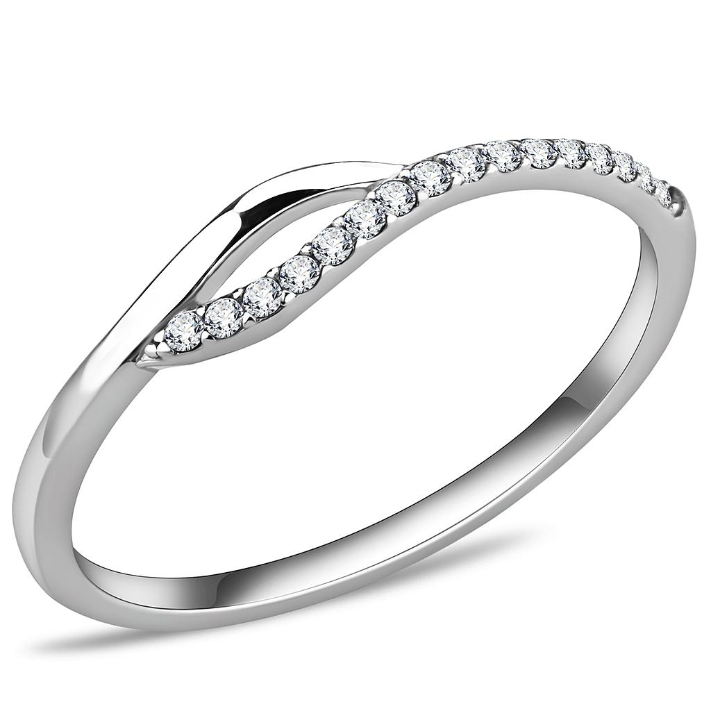 Rings for Women Silver 316L Stainless Steel DA113 - AAA Grade Cubic Zirconia in Clear