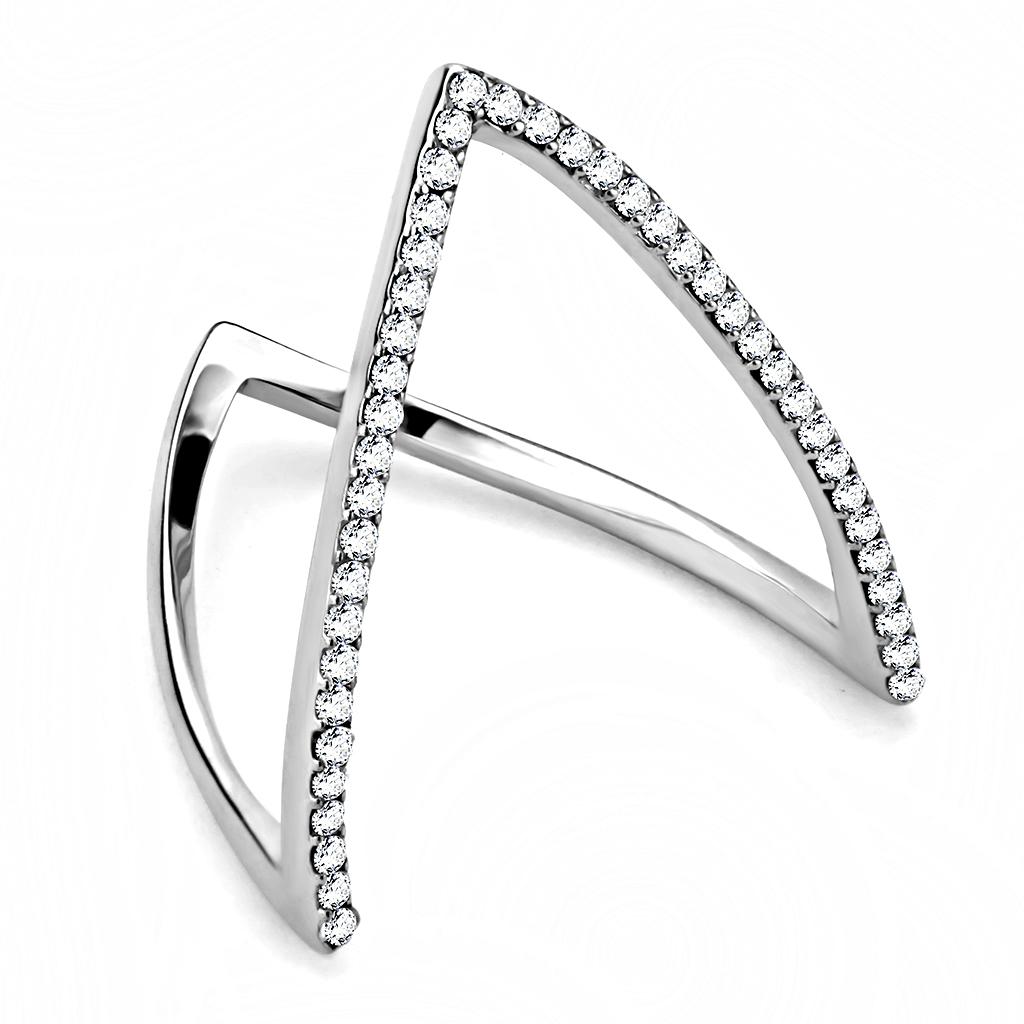 Silver Rings for Women 316L Stainless Steel DA132 - AAA Grade Cubic Zirconia in Clear