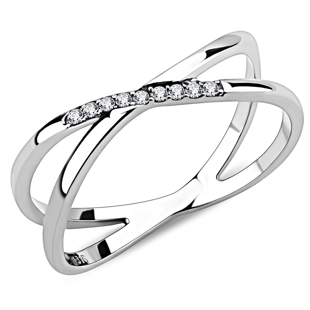 Rings for Women Silver 316L Stainless Steel DA158 - AAA Grade Cubic Zirconia in Clear