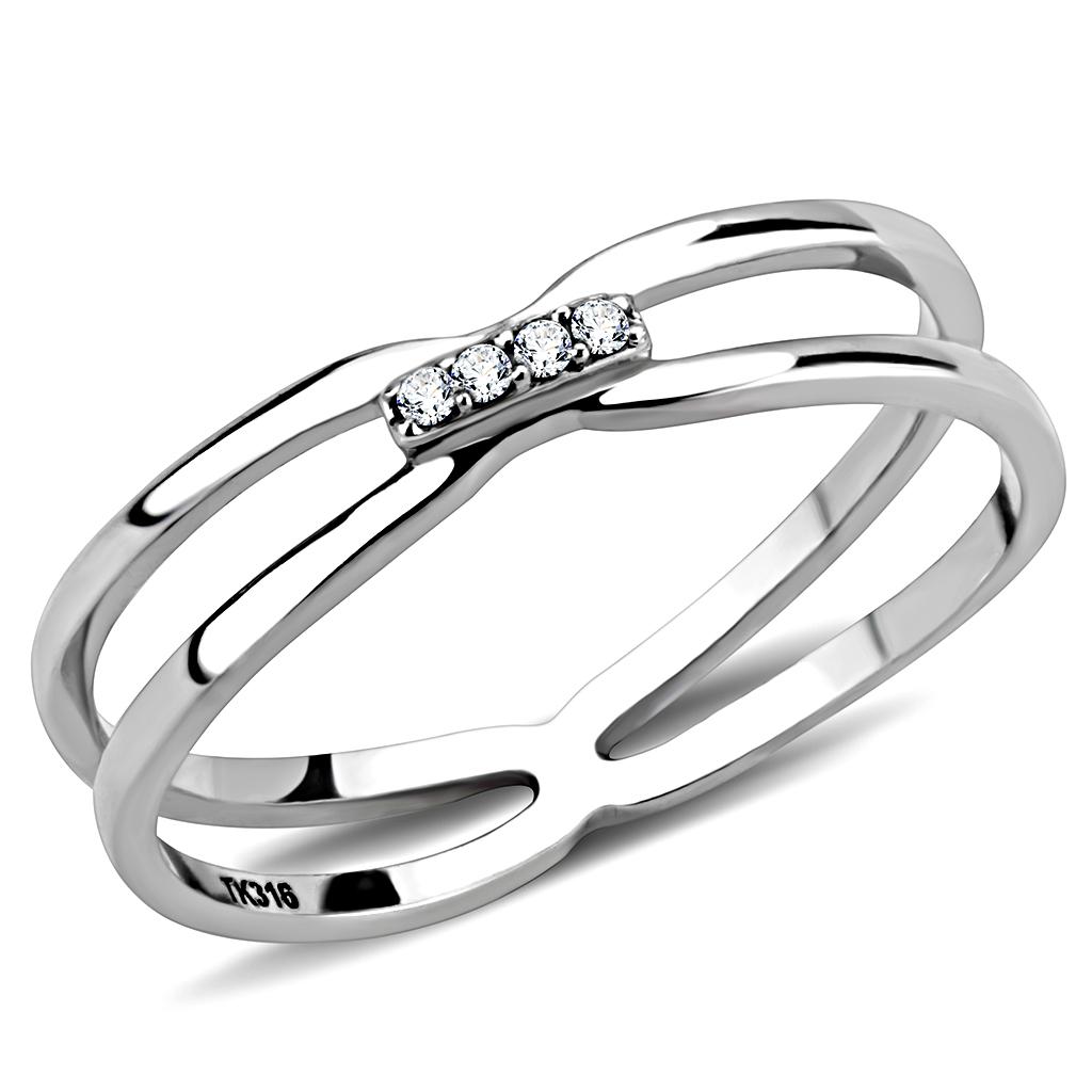 Rings for Women Silver 316L Stainless Steel DA160 - AAA Grade Cubic Zirconia in Clear