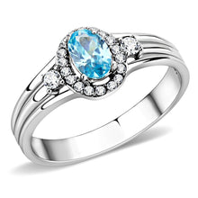 Load image into Gallery viewer, Rings for Women Silver 316L Stainless Steel DA166 - AAA Grade Cubic Zirconia in Sea Blue
