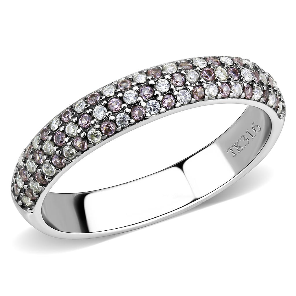 Silver Rings for Women 316L Stainless Steel DA231 - AAA Grade Cubic Zirconia in Multi Color