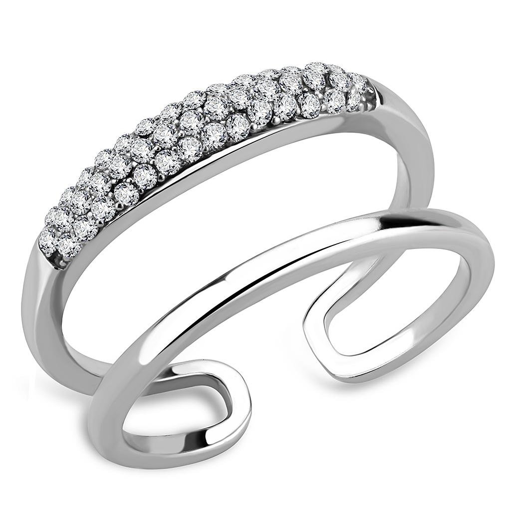 Rings for Women Silver 316L Stainless Steel DA247 - AAA Grade Cubic Zirconia in Clear