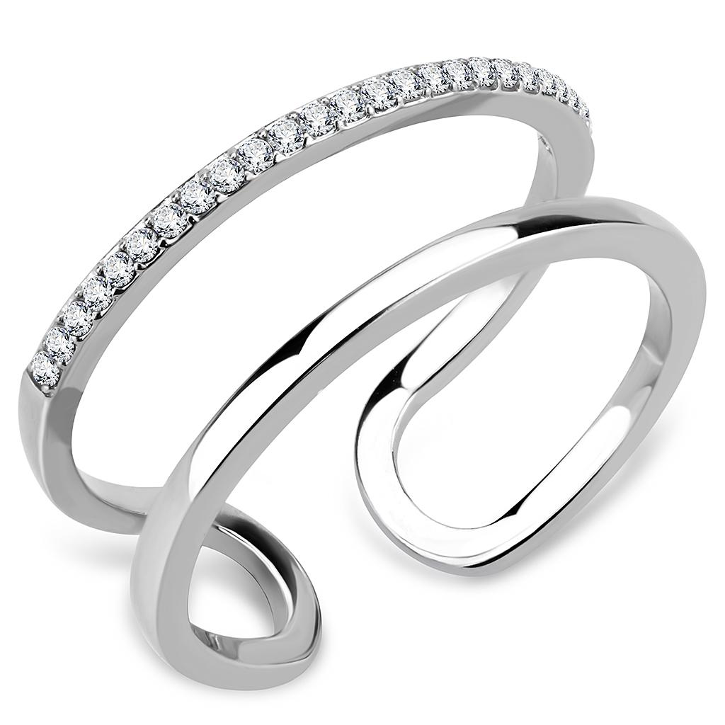 Rings for Women Silver 316L Stainless Steel DA249 - AAA Grade Cubic Zirconia in Clear