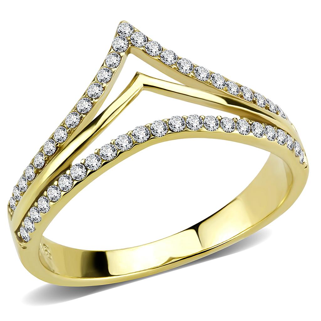Rings for Women Gold 316L Stainless Steel DA250 - AAA Grade Cubic Zirconia in Clear
