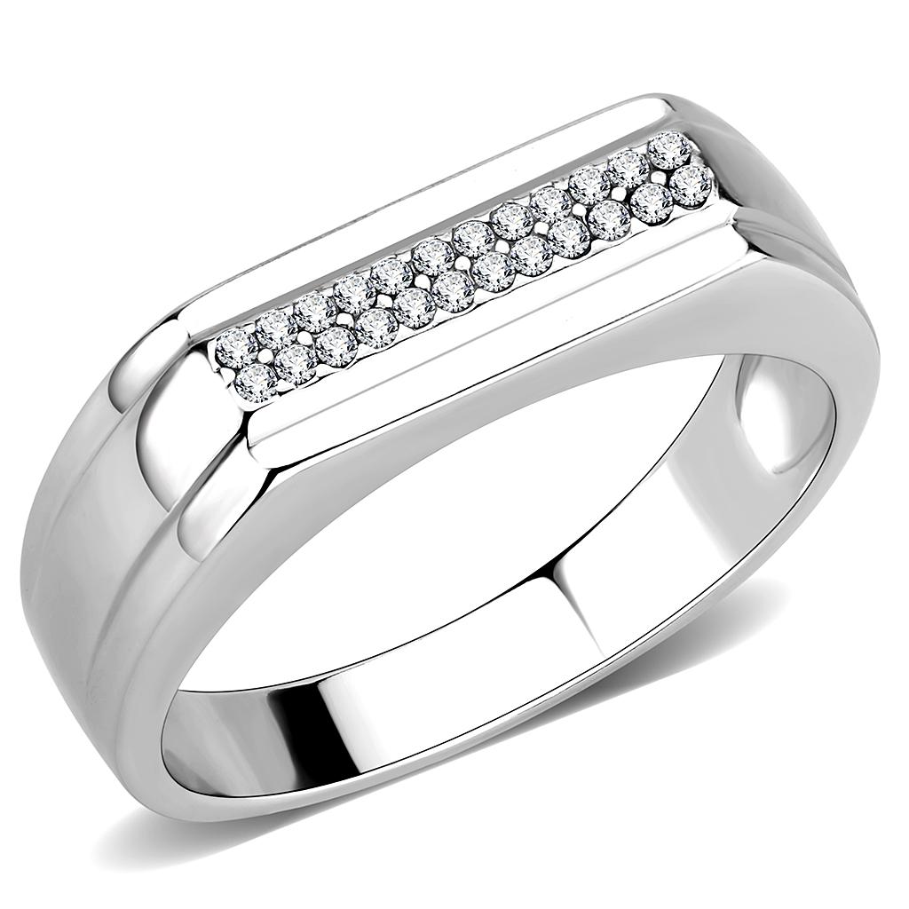 Rings for Women Silver 316L Stainless Steel DA251 - AAA Grade Cubic Zirconia in Clear