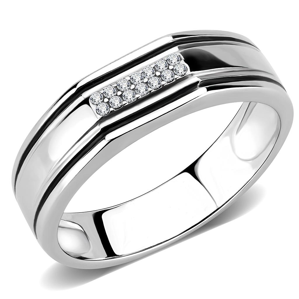 Rings for Women Silver 316L Stainless Steel DA254 - AAA Grade Cubic Zirconia in Clear