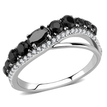 Load image into Gallery viewer, Silver Rings for Women 316L Stainless Steel DA269 - AAA Grade Cubic Zirconia in Black Diamond
