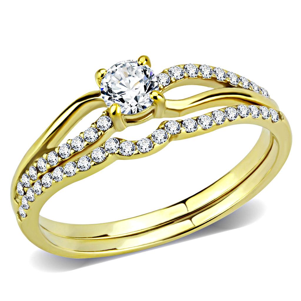 Rings for Women Gold 316L Stainless Steel DA277 - AAA Grade Cubic Zirconia in Clear