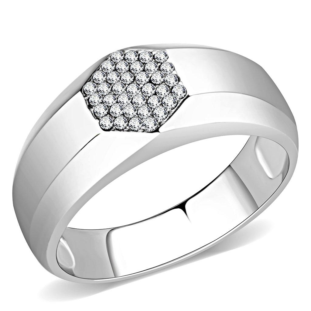 Rings for Women Silver 316L Stainless Steel DA281 - AAA Grade Cubic Zirconia in Clear