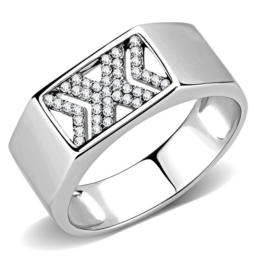 Rings for Women Silver 316L Stainless Steel DA285 - AAA Grade Cubic Zirconia in Clear