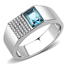 Load image into Gallery viewer, Silver Rings for Women 316L Stainless Steel DA287 - in Sea Blue
