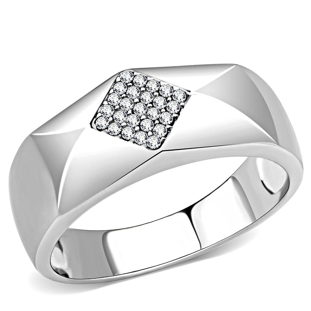 Rings for Women Silver 316L Stainless Steel DA288 - AAA Grade Cubic Zirconia in Clear