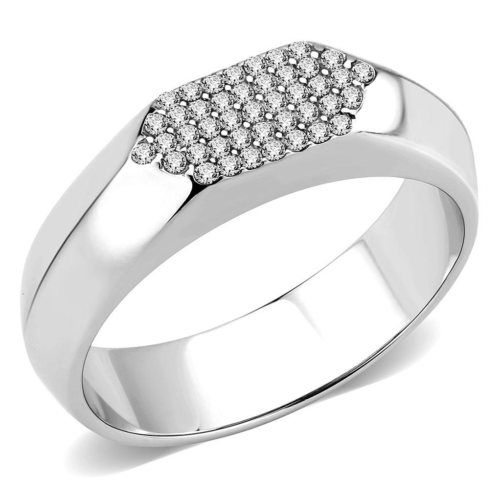 Rings for Women Silver 316L Stainless Steel DA302 - AAA Grade Cubic Zirconia in Clear
