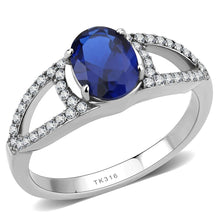 Load image into Gallery viewer, Rings for Women Silver 316L Stainless Steel DA306 - Spinel in London Blue

