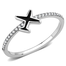 Load image into Gallery viewer, Rings for Women Silver 316L Stainless Steel DA311 - Epoxy in Jet
