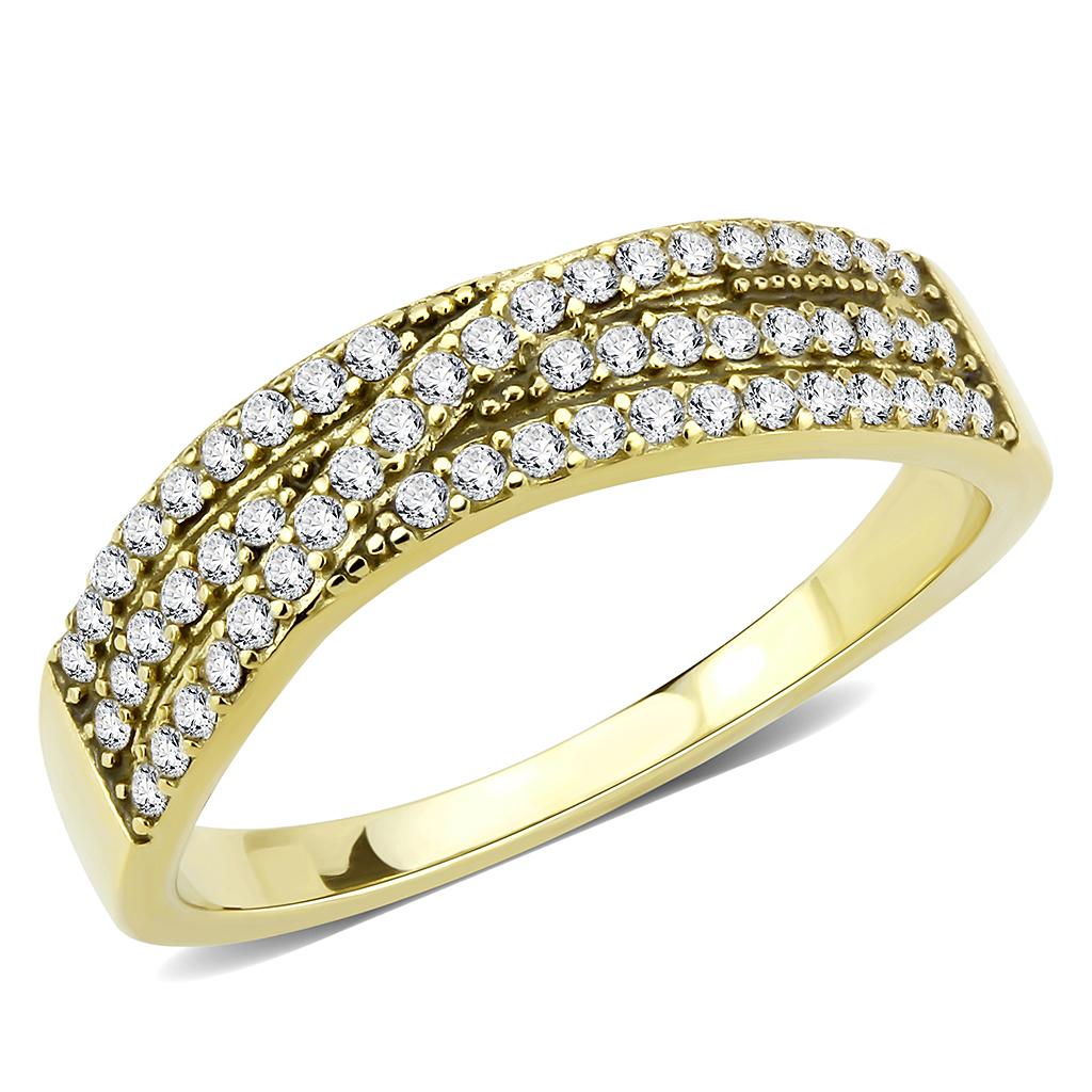 Rings for Women Gold 316L Stainless Steel DA321 - AAA Grade Cubic Zirconia in Clear